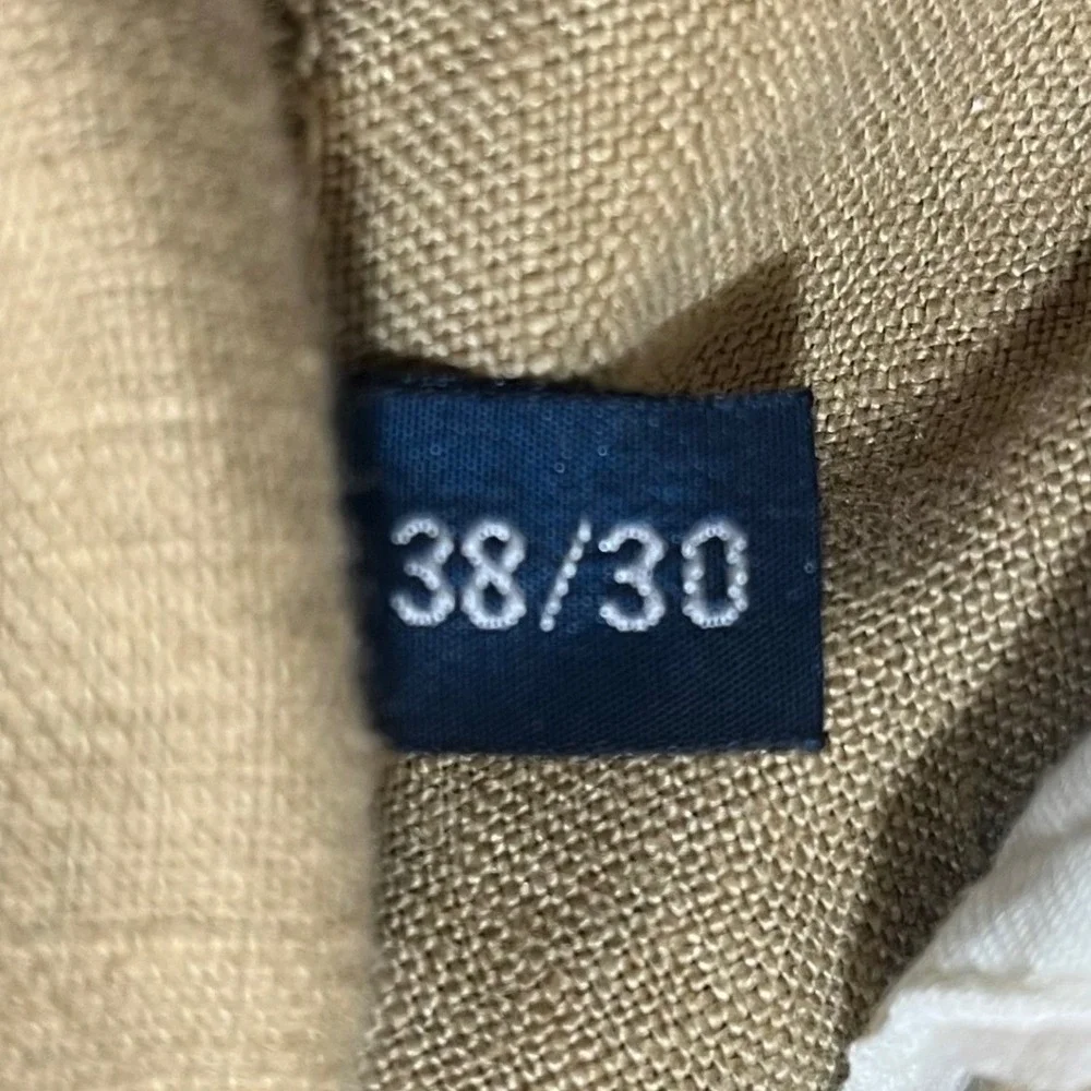 VTG Polo By Ralph Lauren 100% Linen Camel Flat Front Trousers 38x30 Preppy Men's